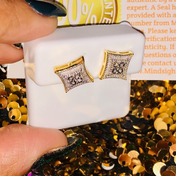 Authentic Turkish made Natural REAL Diamond custom made earrings 1/4ct Christmas - Picture 3 of 5